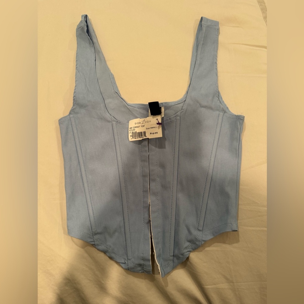 NWT DOR L DOR LIGHT BLUE CORSET TOP